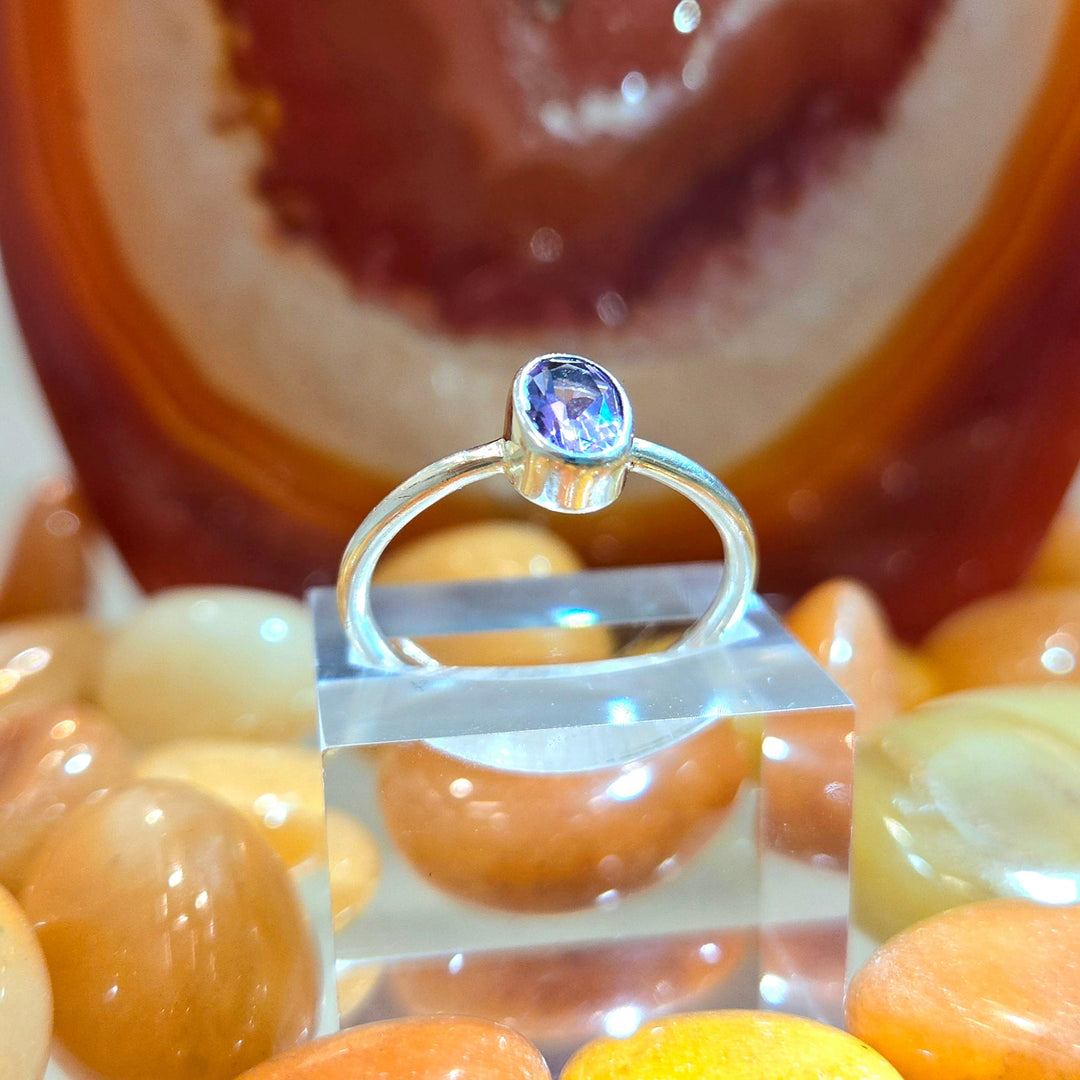 Amethyst Silver 925 Ring - Faceted Oval