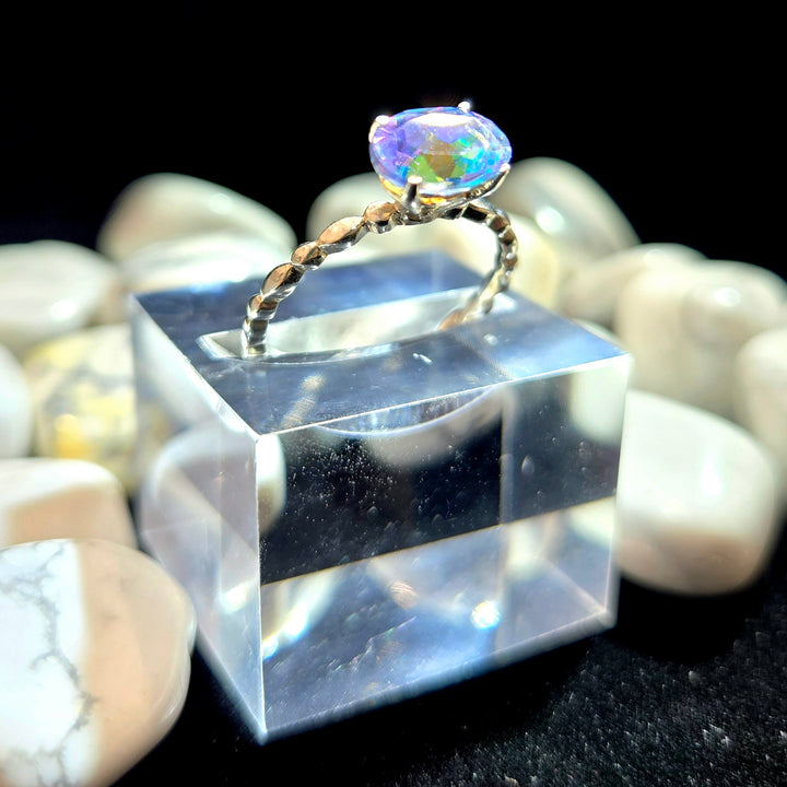 Mystic Topaz Silver 925 Ring Faceted