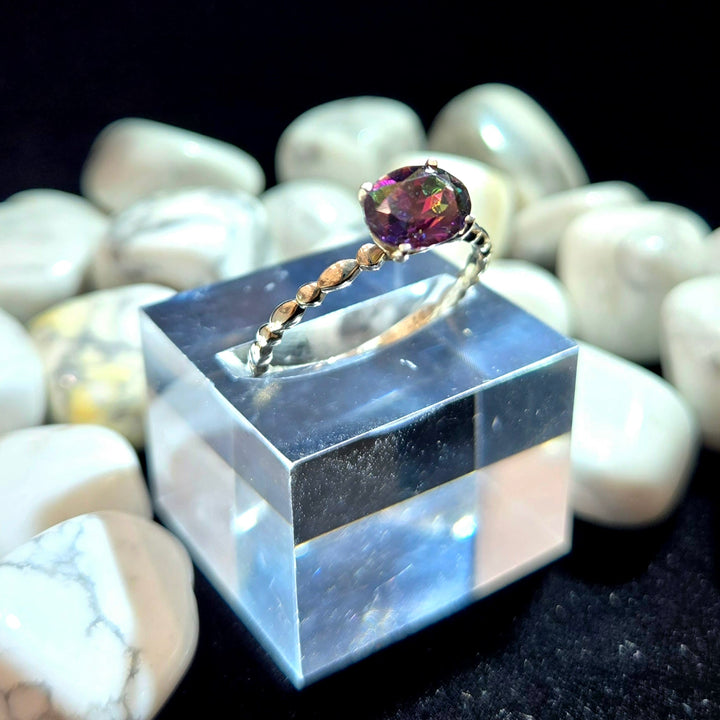 Mystic Topaz Silver 925 Ring Faceted