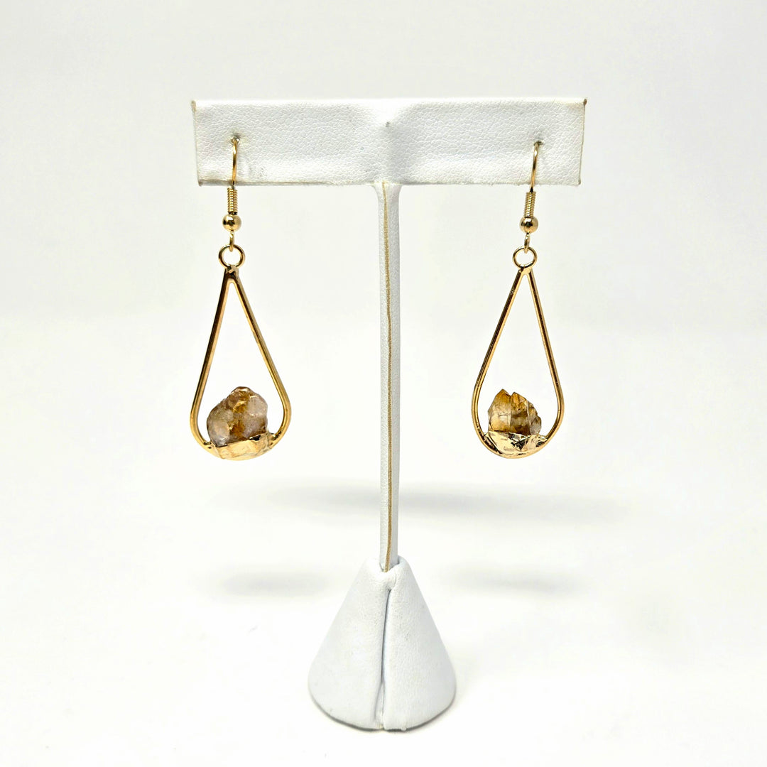 Citrine Gold Plated Teardrop Earrings