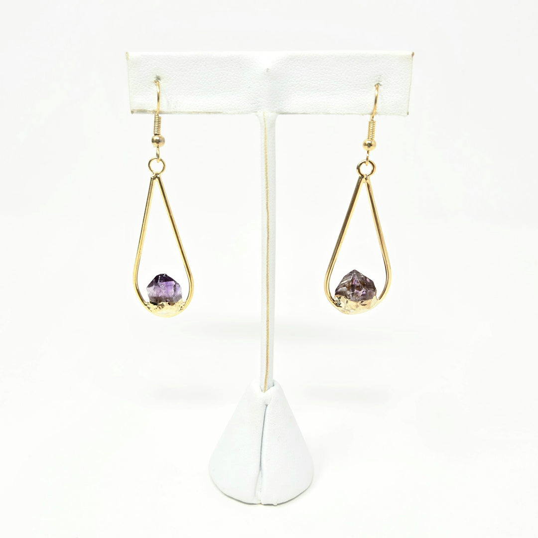 Amethyst Gold Plated Teardrop Earrings