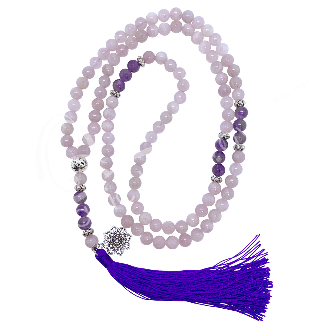 Simple Japa Mala-Rose Q/Amethyst : 8mm