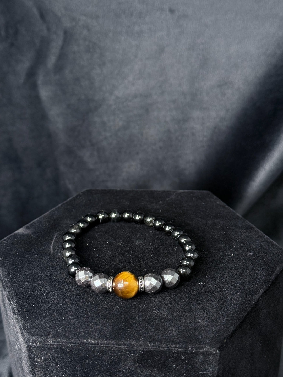 Black Obsidian, Tiger's Eye & Faceted Hematite - Triple Protection Bracelet