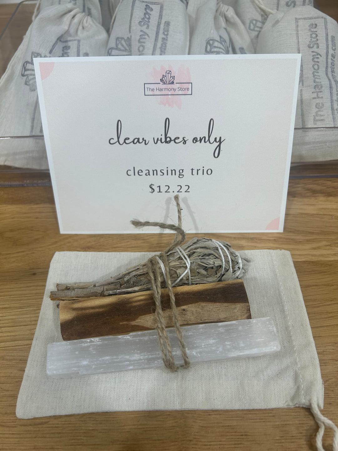 Clear Vibes Only: White Sage, Palo Santo, Selenite Trio