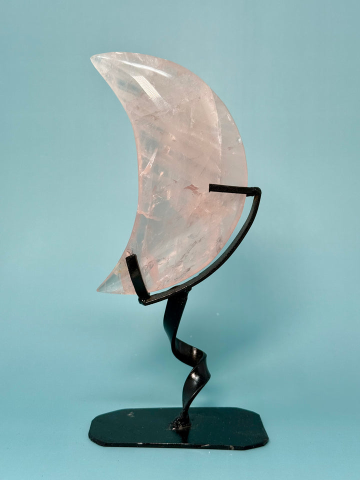 Rose Quartz Moon On Metal