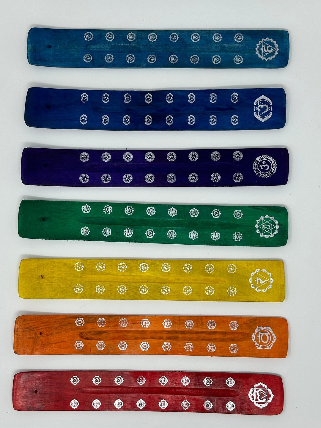 Chakra Wood Incense Stick Holder 1.5" x 10"