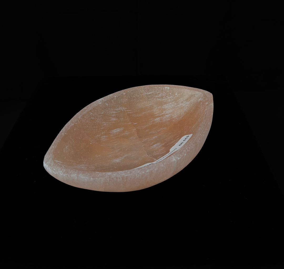 Peach Selenite Oval Charging Bowl- Almond Shape