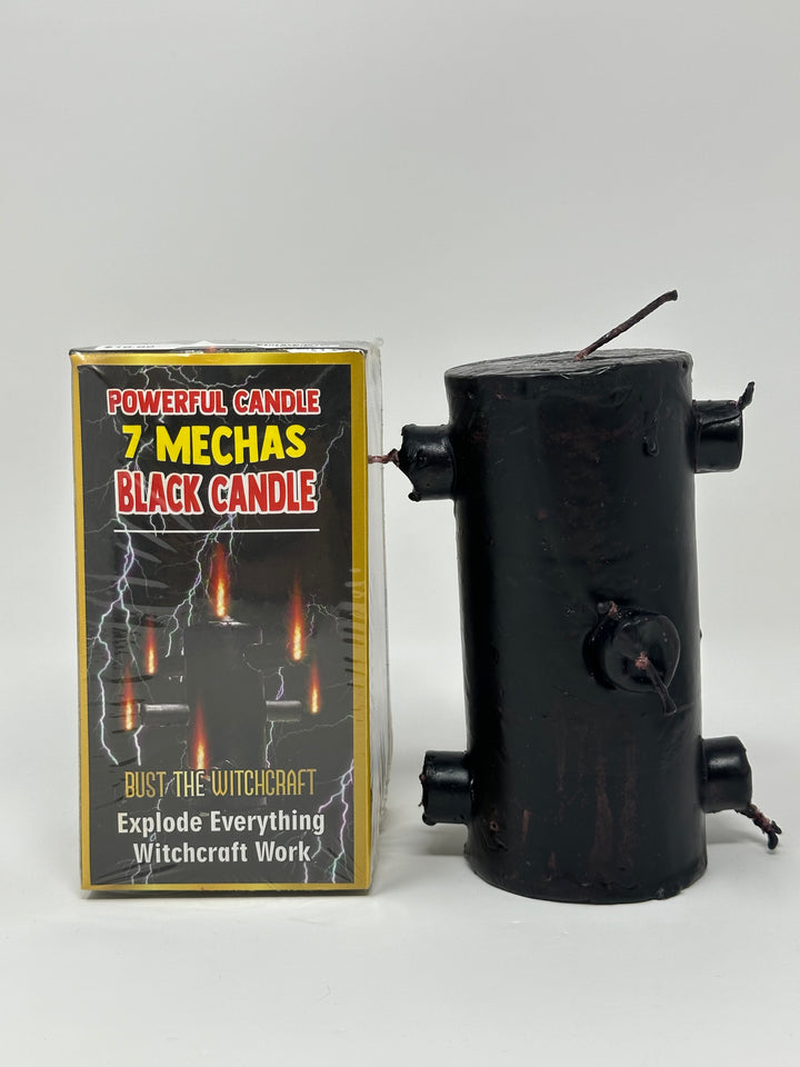 7 Wicks Black Candle - Vela 7 Mechas Tumba Trabajos