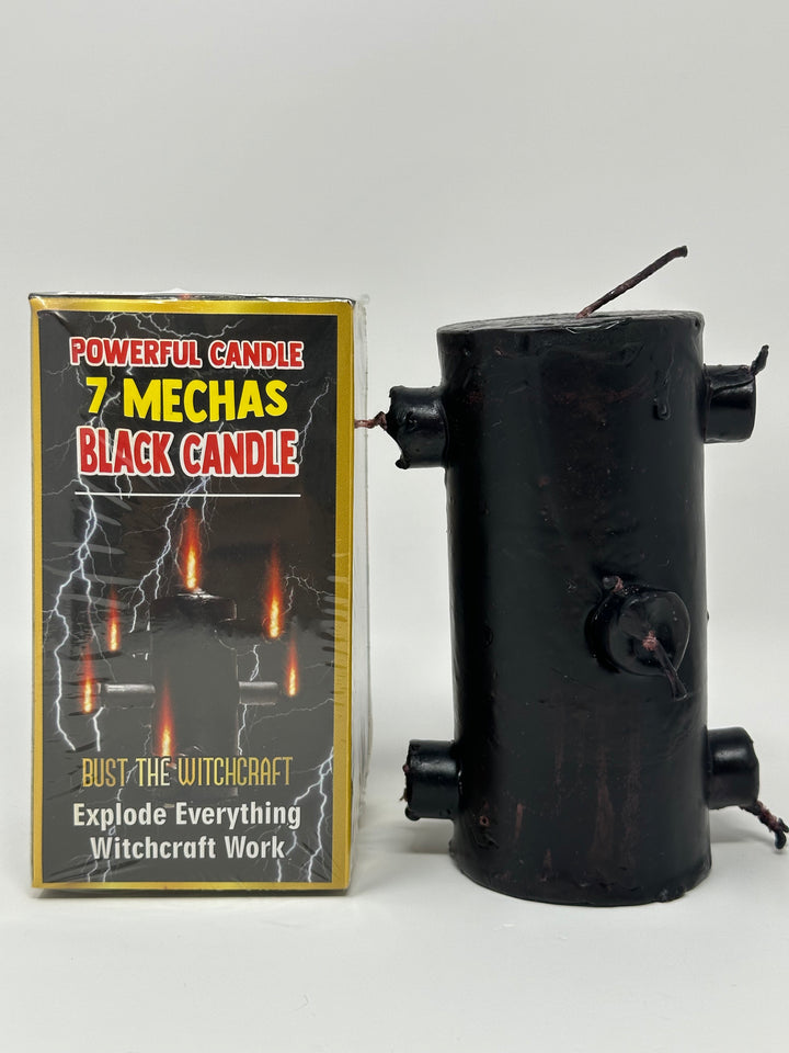 7 Wicks Black Candle - Vela 7 Mechas Tumba Trabajos