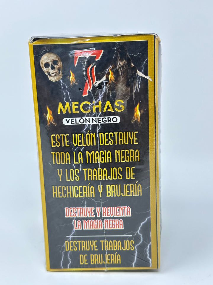 7 Wicks Black Candle - Vela 7 Mechas Tumba Trabajos