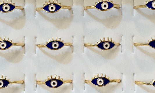 Evil Eye Ring EyeLash Small Adjustable - The Harmony Store