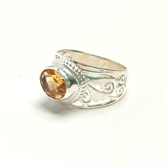 Sterling Silver Ring-Citrine Jali - The Harmony Store