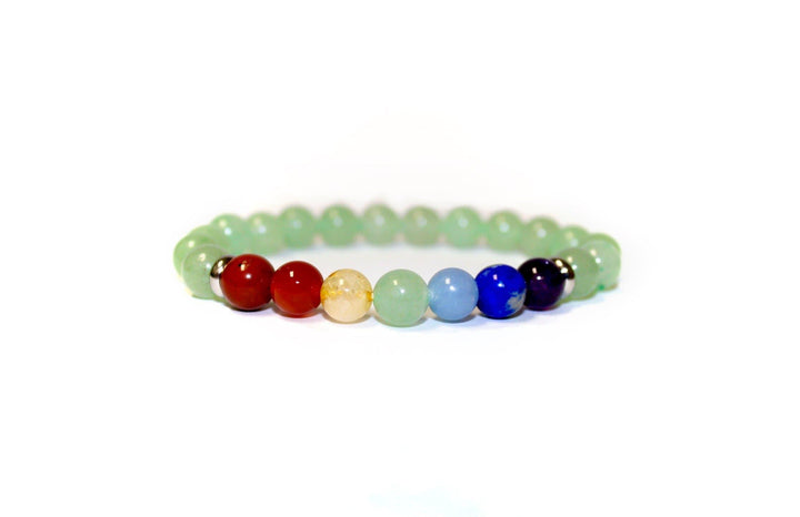 Seven Chakras Green Aventurine Bracelet