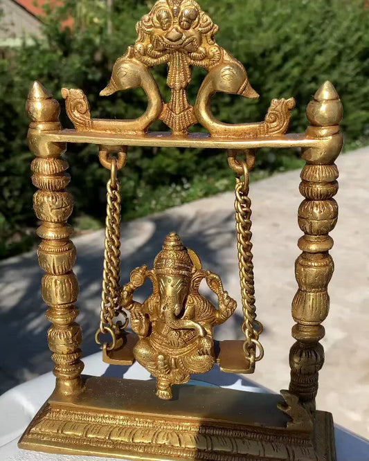 Brass Lord Ganesha on a Swing