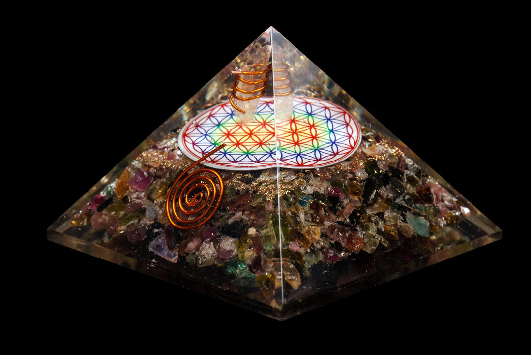 Orgonite and Tourmaline Pyramid 2-3.25"