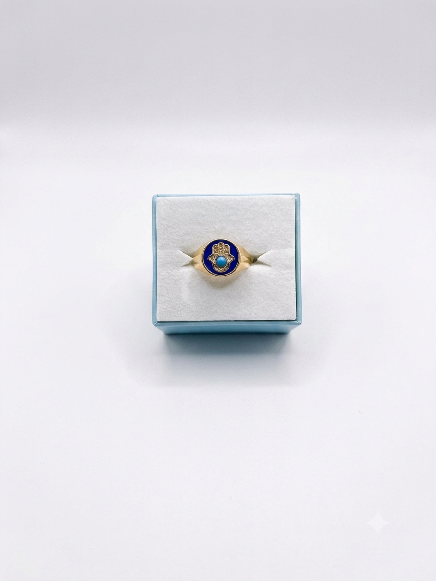 Evil Eye Hamsa Ring (Adjustable)