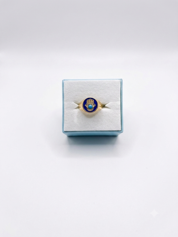 Evil Eye Hamsa Ring (Adjustable)