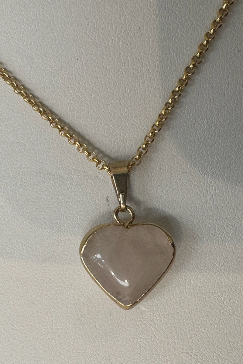 Rose Quartz Tiny Heart Necklace with Gold Edge | Love & Heart Healing Jewelry