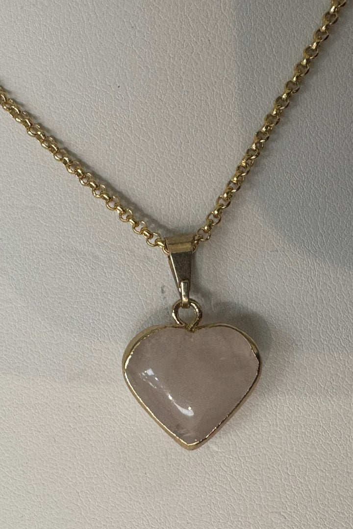 Rose Quartz Tiny Heart Necklace with Gold Edge | Love & Heart Healing Jewelry