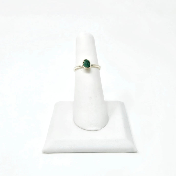 925 Emerald Silver Ring-Rough Small