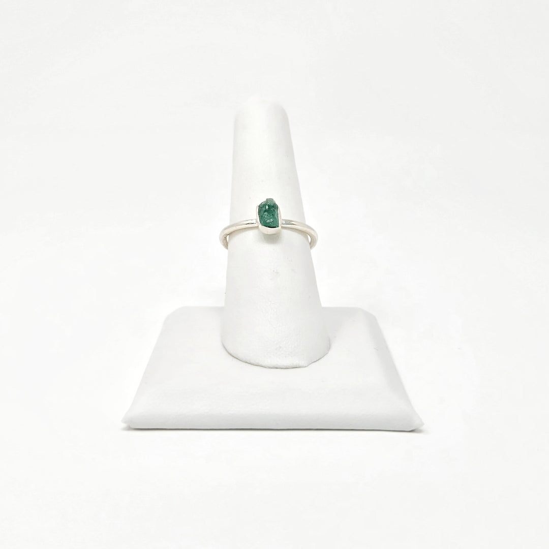 925 Emerald Silver Ring-Rough Small