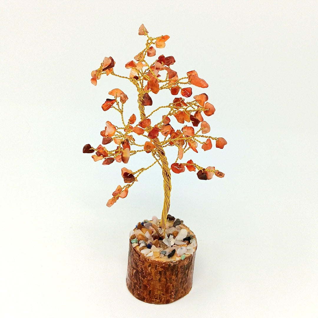 Carnelian Tree on Wood Base 5" Small from India - The Harmony Store Crystal Shop Miami