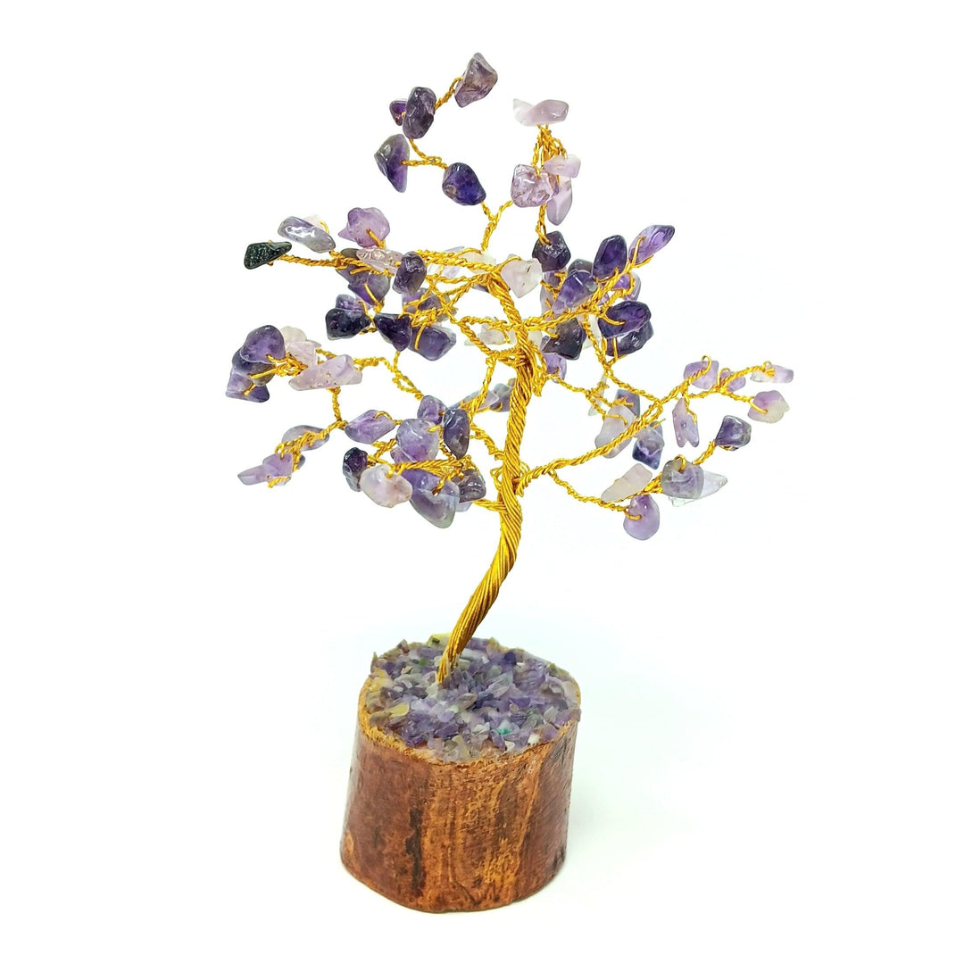 Amethyst Tree on Wood Base 5" Small from India - The Harmony Store Crystal Shop Miami