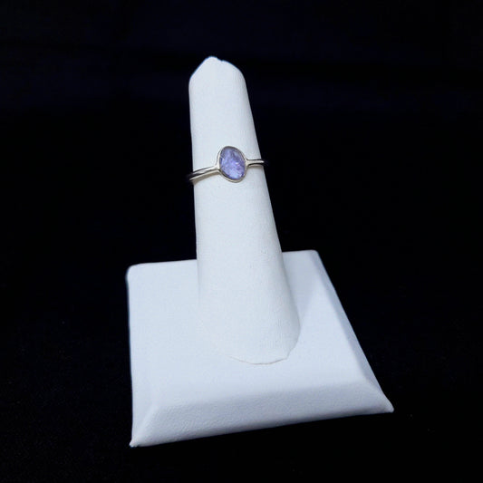 925 Tanzanite Silver Ring-Flat Faceted
