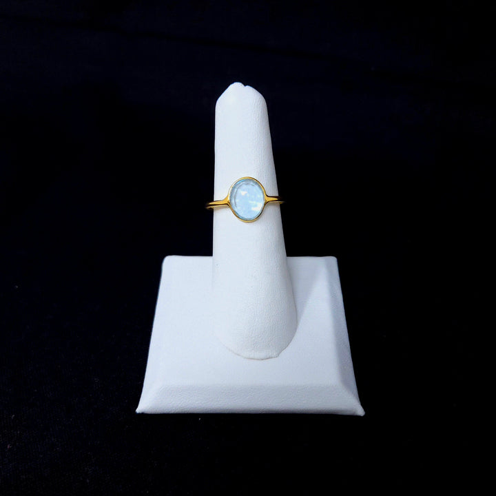 Sky Blue Topaz Gold Finish Flat on 925 Sterling Silver Ring