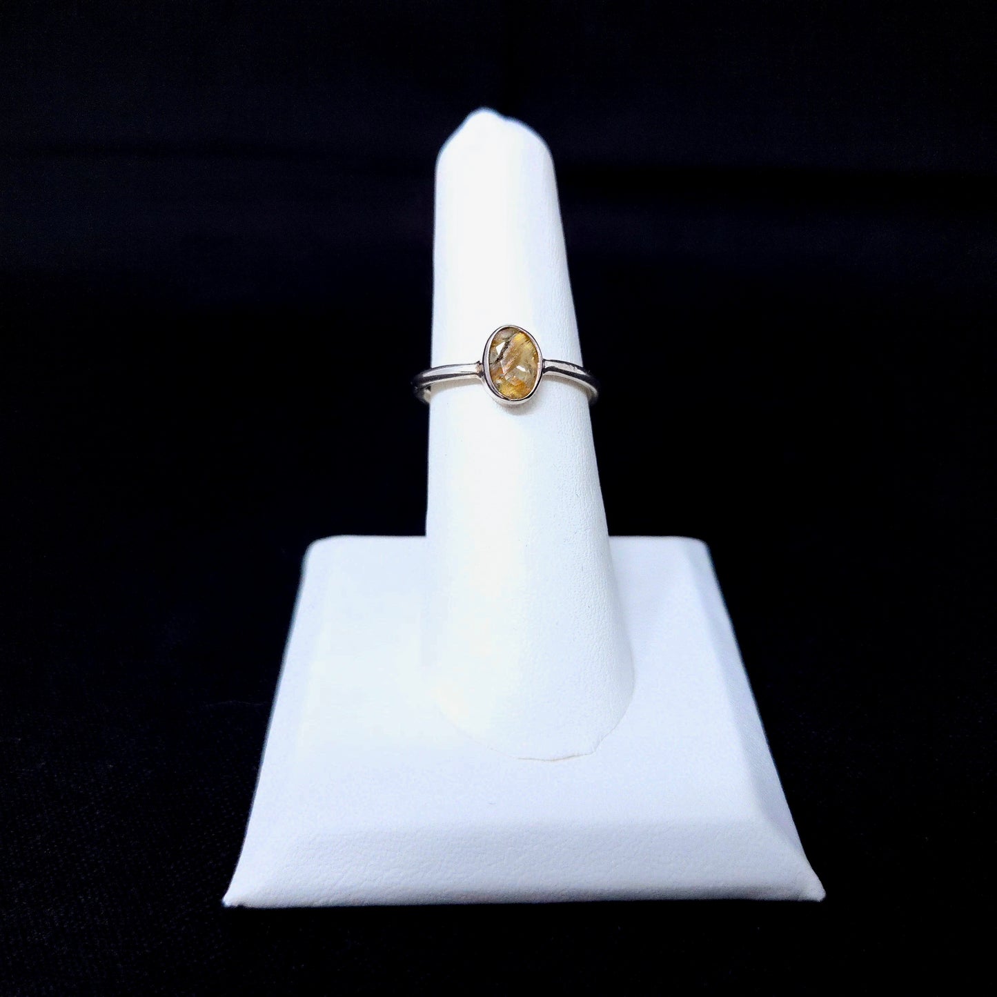 925 Golden Rutilated Ring-Faceted