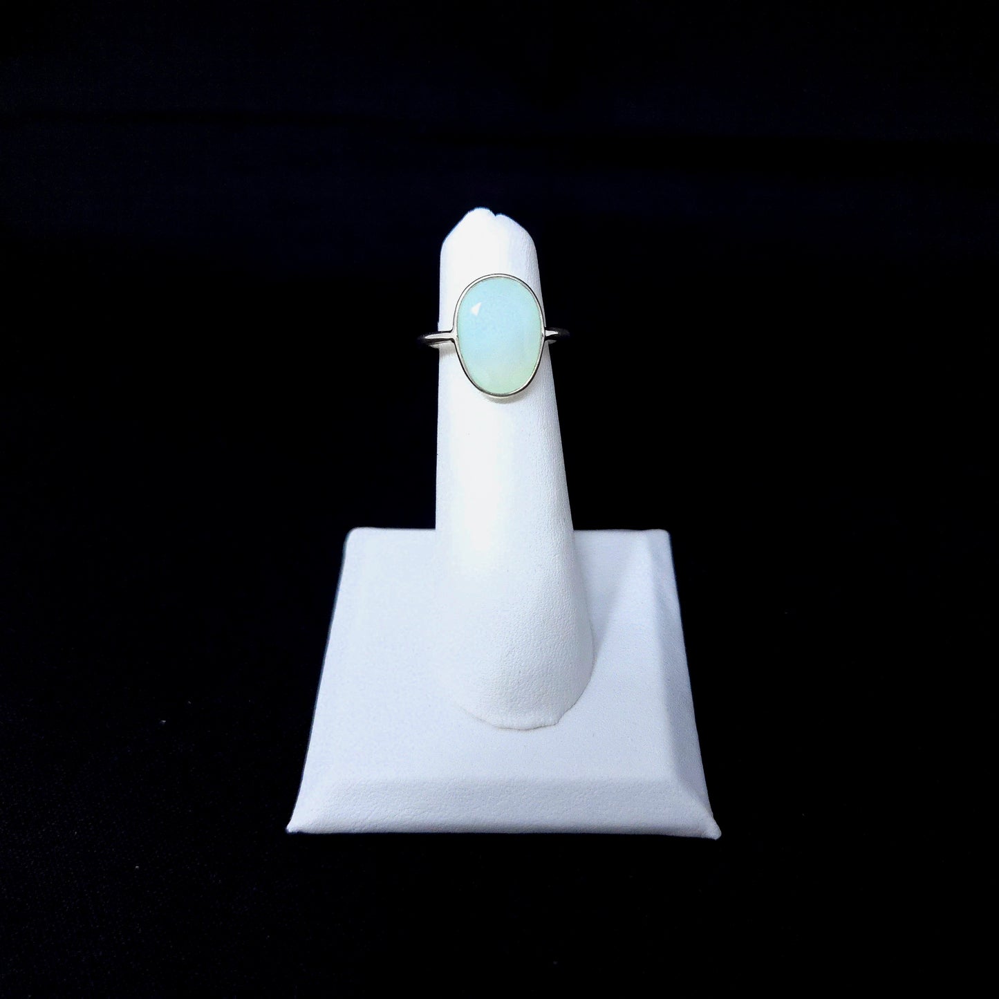 925 Chalcedony Silver Ring Flat Faceted
