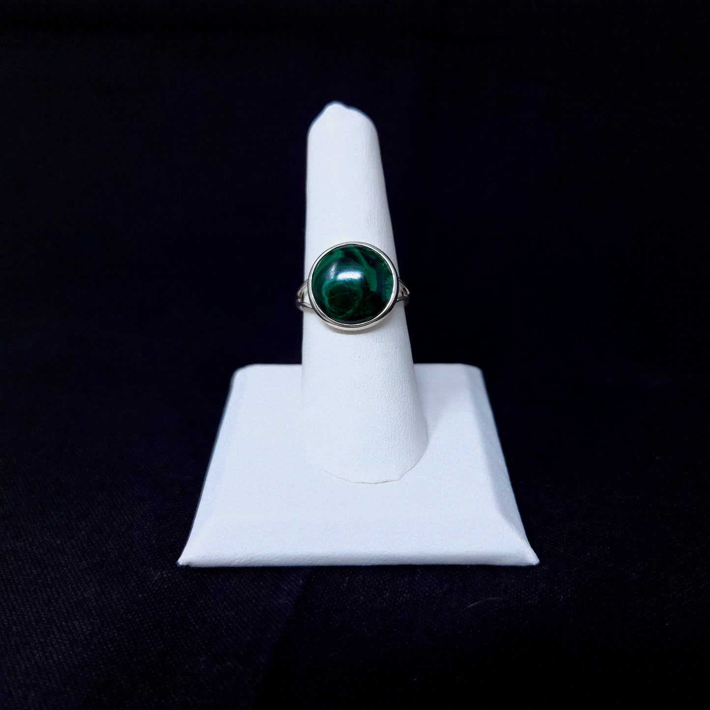 925 Malachite Sterling Silver Ring Smooth