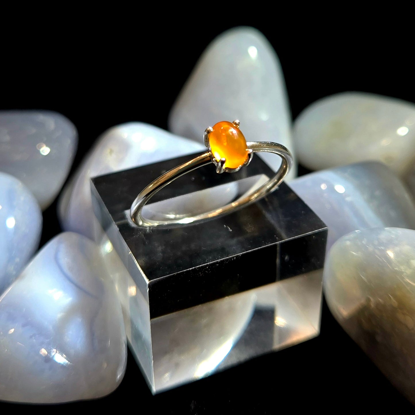 925 Carnelian Silver Ring Prong Oval