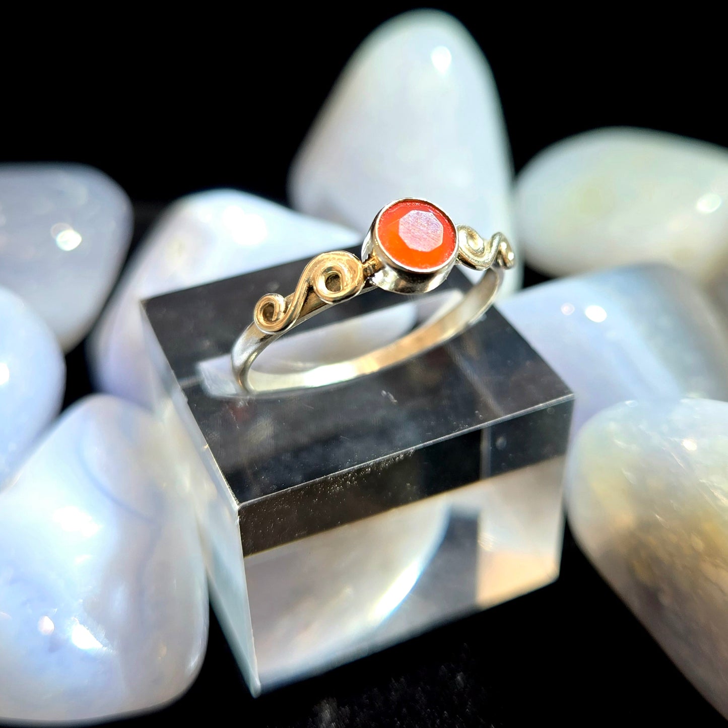 925 Carnelian Silver Ring Faceted