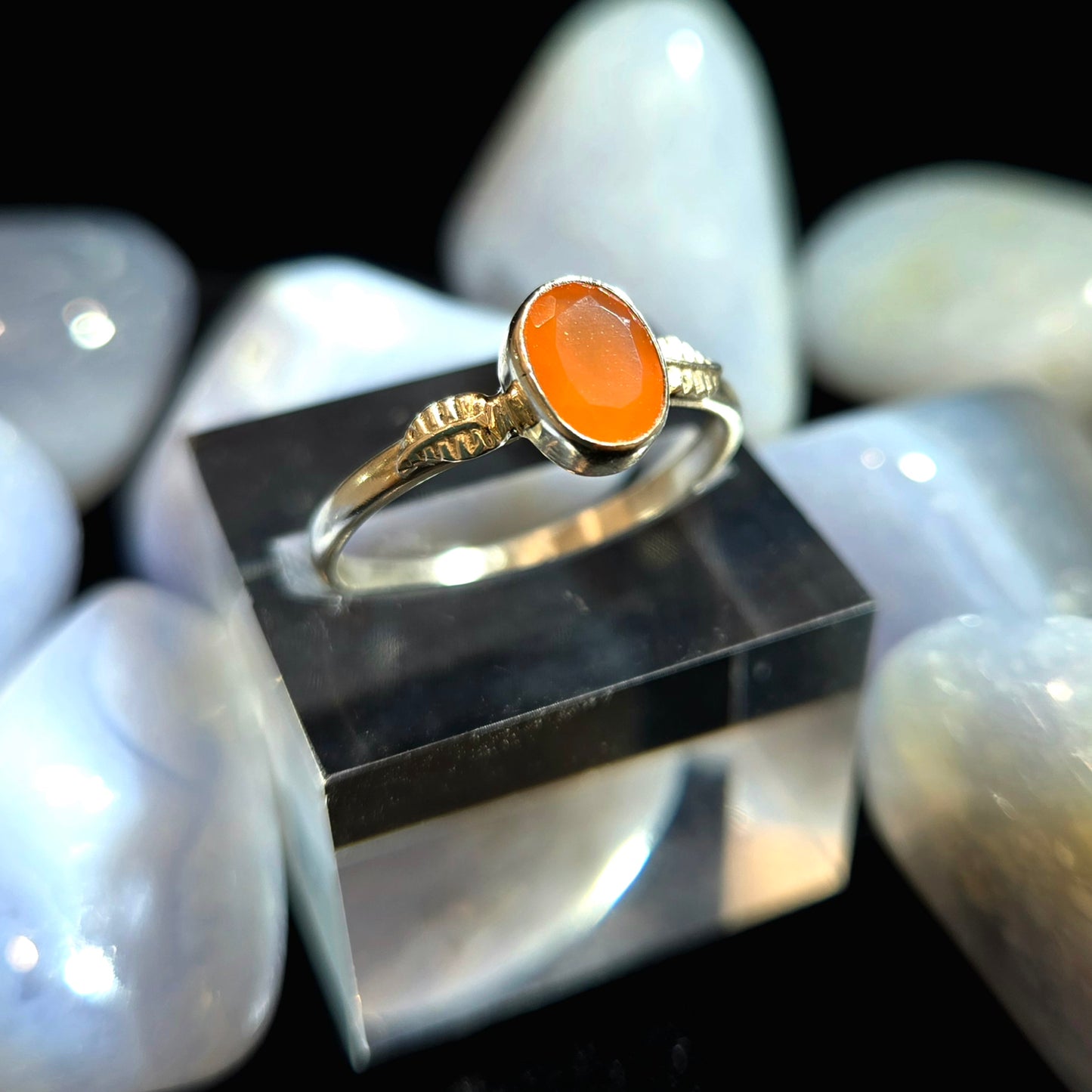 925 Carnelian Silver Ring Faceted