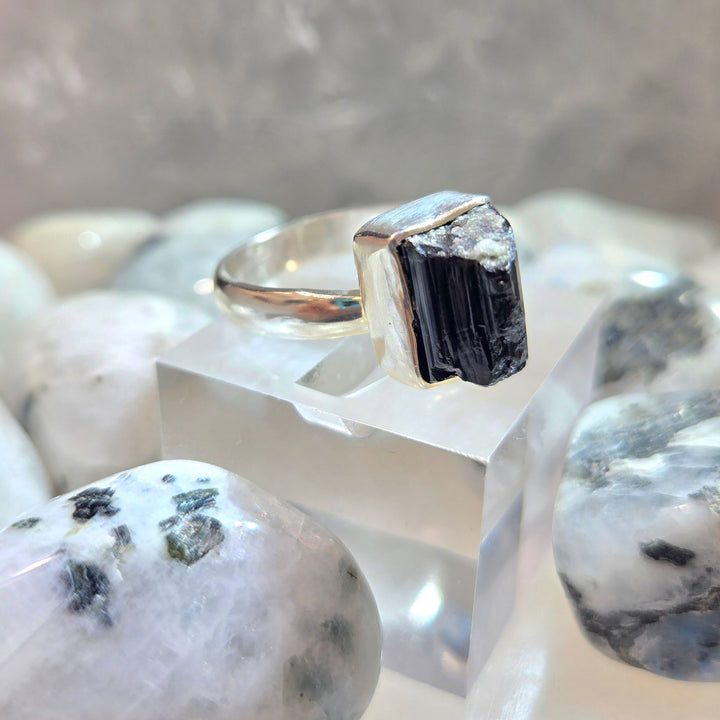 Black Tourmaline Silver Ring