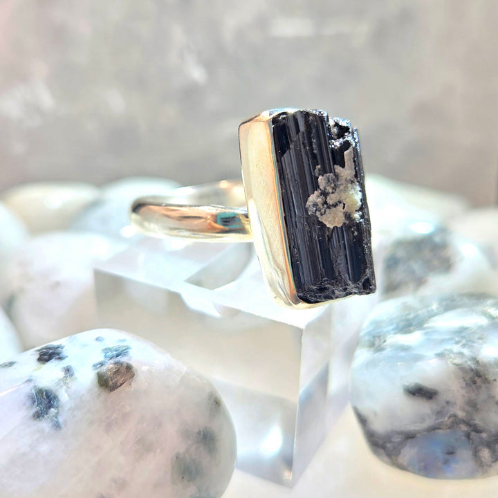Black Tourmaline Silver Ring