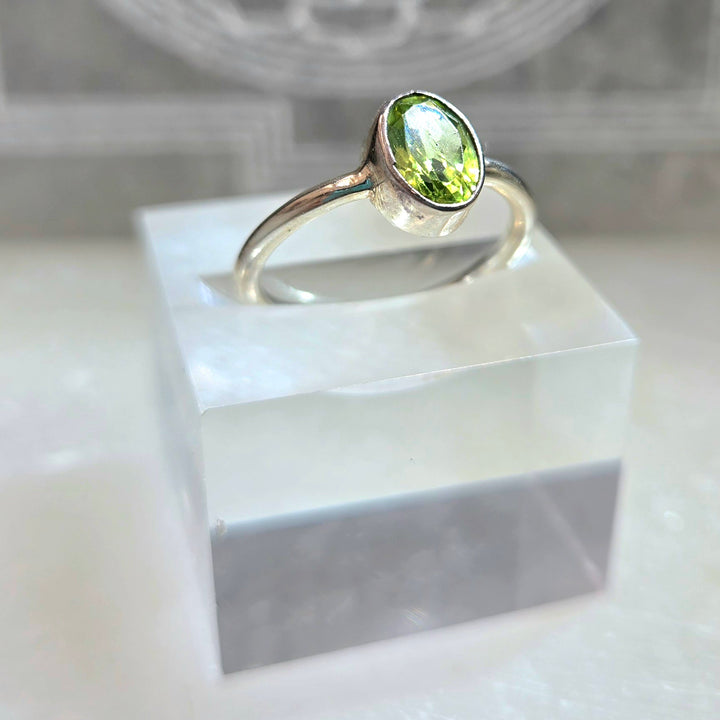 925 Peridot Silver Ring-Faceted