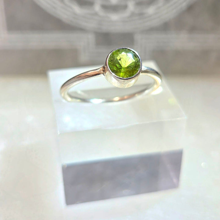 925 Peridot Silver Ring-Faceted