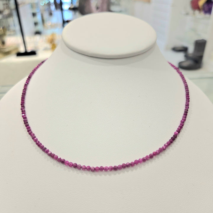 Ruby Micro-Faceted Sterling Silver Necklace