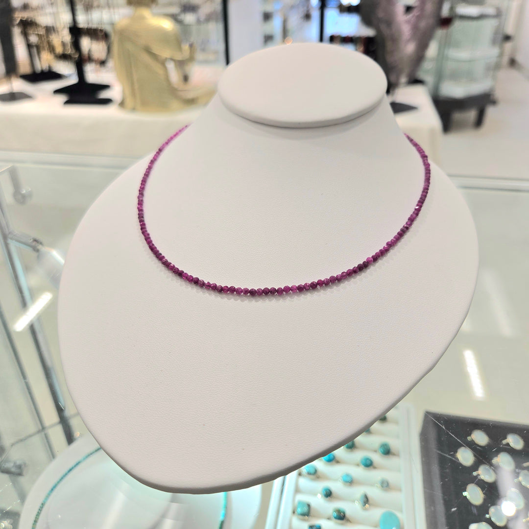 Ruby Micro-Faceted Sterling Silver Necklace