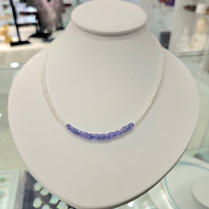 Tanzanite &amp; White Topaz Micro-Faceted Necklace