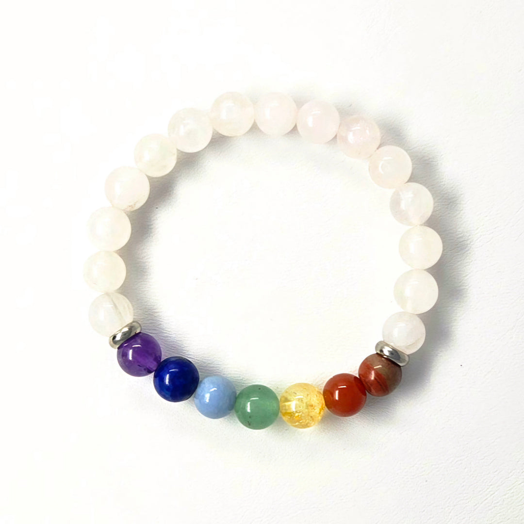 7 Chakra Rose Quartz Bracelet