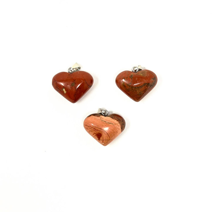 Red Jasper Gemstone Heart Pendant : 3/4"