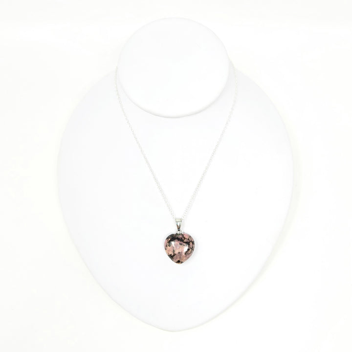 Rhodonite Heart Pendant : 3/4"