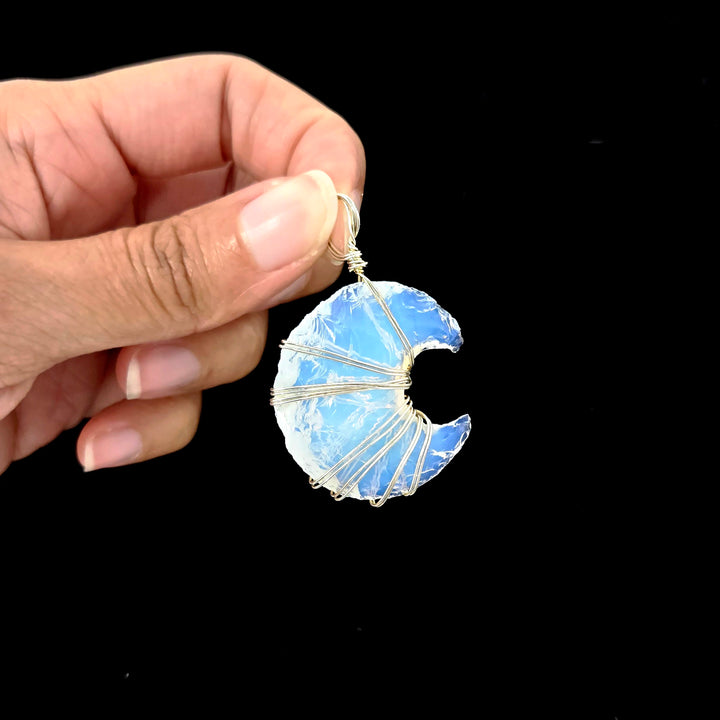 Opalite Wire Wrapped Phases of the Moon Pendant