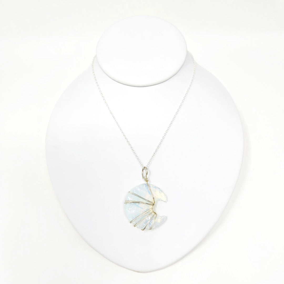 Opalite Wire Wrapped Phases of the Moon Pendant