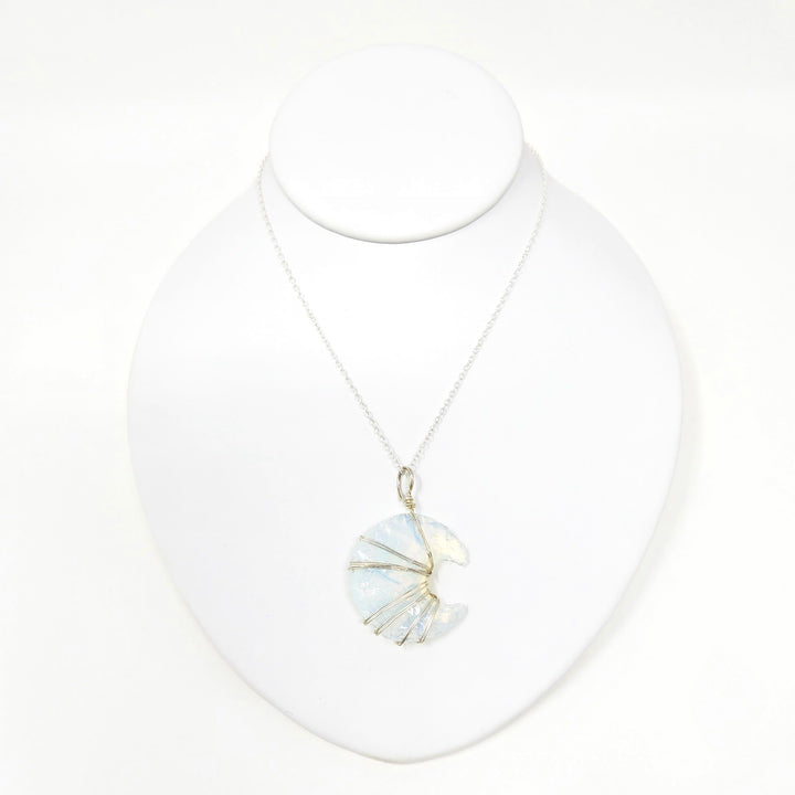 Opalite Wire Wrapped Phases of the Moon Pendant