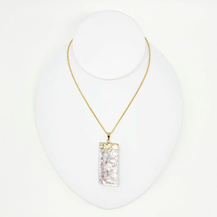 Lepidolite Slab Necklace with Gold Finish
