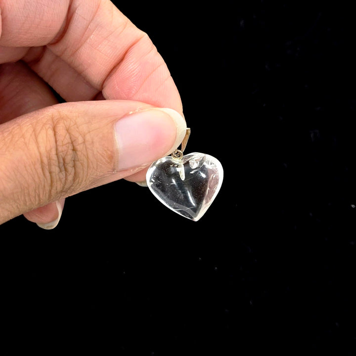 Clear Quartz Pendant Heart Brazil : Xtra Small